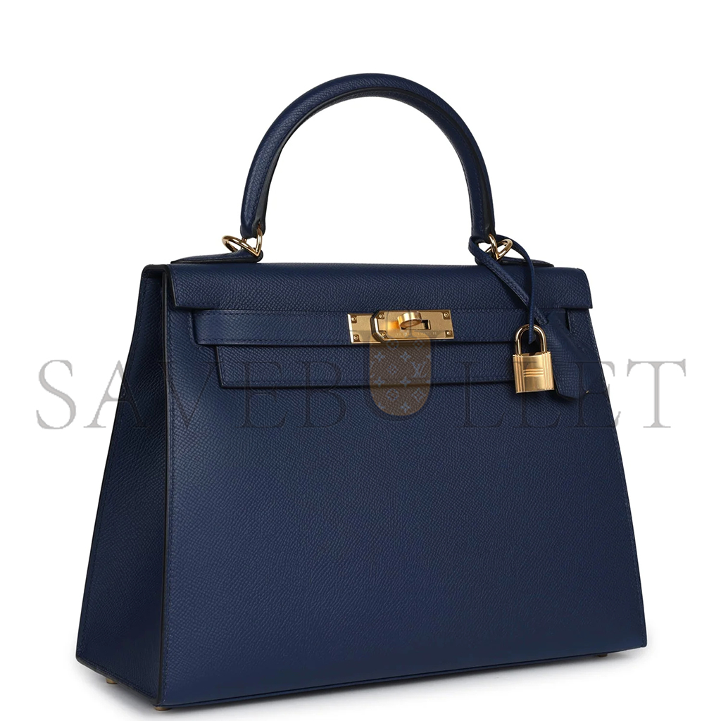 H**mes master kelly sellier 28 bleu epsom gold hardware (28*22*10cm)